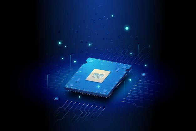 Realistischer Hintergrund des Mikrochip-Prozessors