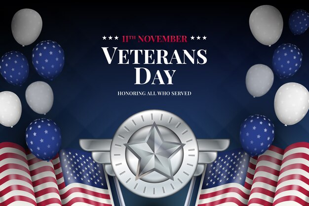 Kostenloser Vektor realistischer hintergrund für den feiertag der us-veteranen