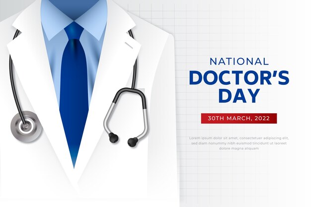 Realistischer Hintergrund zum nationalen Arzttag mit Sanitäter und Stethoskop