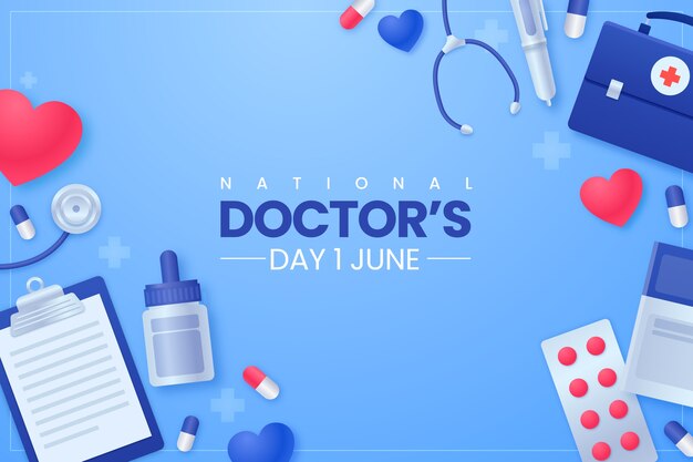 Realistischer Hintergrund zum Tag des nationalen Arztes mit dem Nötigsten