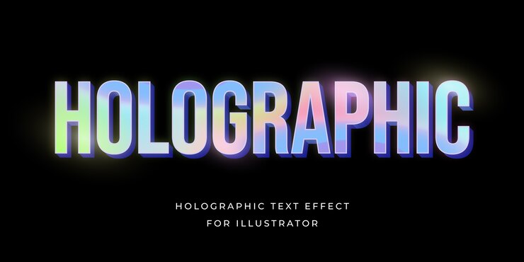 Kostenlose Vektor realistischer holografischer texteffekt