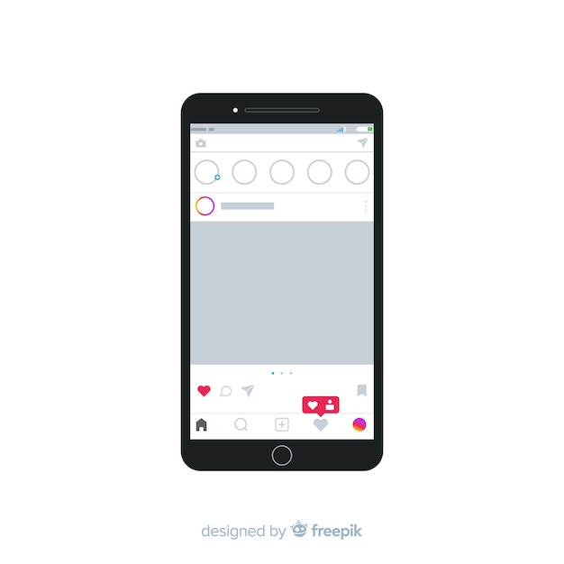 Kostenloser Vektor realistischer instagram-fotorahmen auf smartphone-vorlage