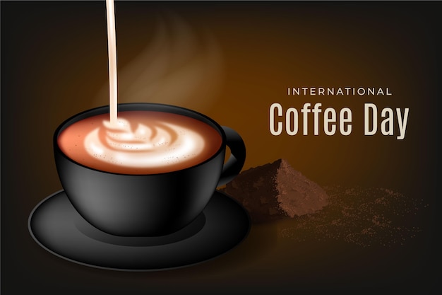 Realistischer internationaler Tag der Kaffeeillustration