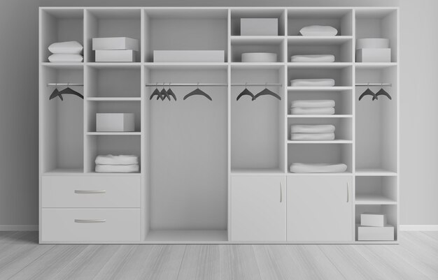 Realistischer Kleiderschrank mit Kleidung