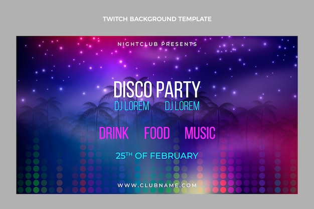 Kostenloser Vektor realistischer luxus-disco-party-twitch-hintergrund