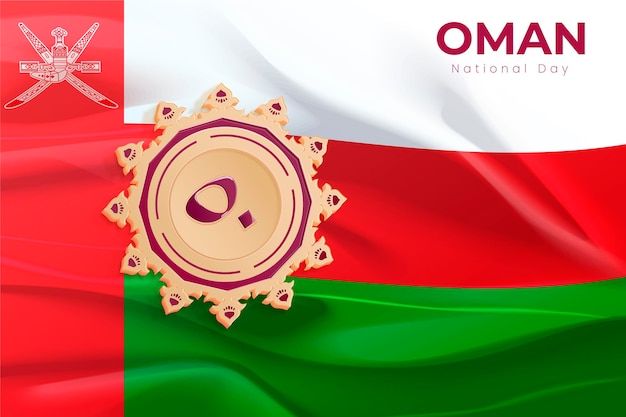 Kostenloser Vektor realistischer nationaler tag des oman-hintergrunds