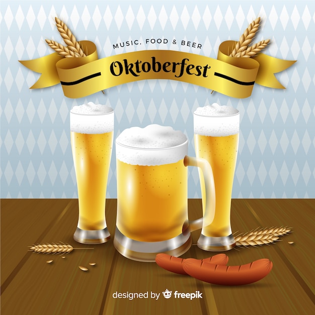 Kostenloser Vektor realistischer oktoberfesthintergrund