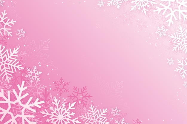 Kostenloser Vektor realistischer rosa schneeflocken-hintergrund