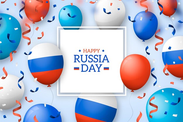 Realistischer Russland-Tageshintergrund mit Luftballons