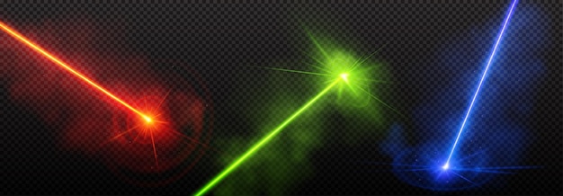 Kostenloser Vektor realistischer satz laserlichter auf transparentem hintergrund