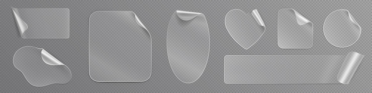 Kostenlose Vektor realistischer satz transparenter aufkleber abziehen