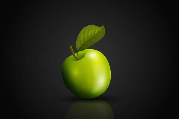 Realistischer schwarzer Hintergrund mit realistischem Apfel
