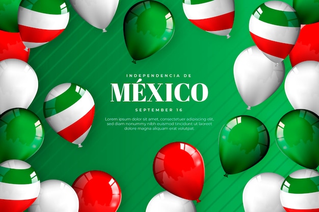 Realistischer Unabhängigkeitstag von Mexiko Hintergrund mit Luftballons