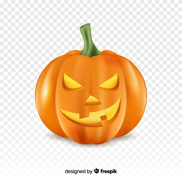 Realistischer verärgerter Kürbis Halloweens mit transparentem Hintergrund