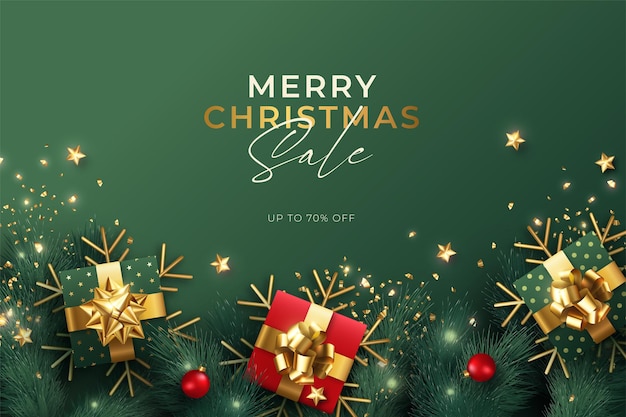 Realistischer Weihnachtshintergrund mit schönen Verzierungen