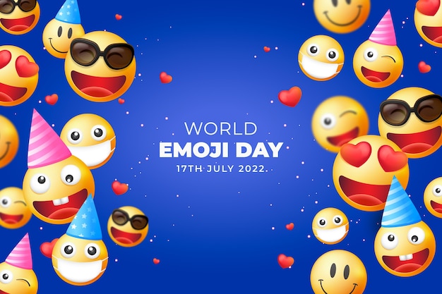 Kostenloser Vektor realistischer welt-emoji-tageshintergrund mit emoticons