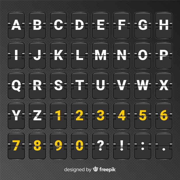 Realistisches Anzeiger-Stil-Alphabet