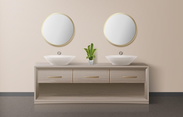 Realistisches Badezimmer mit goldenen Details