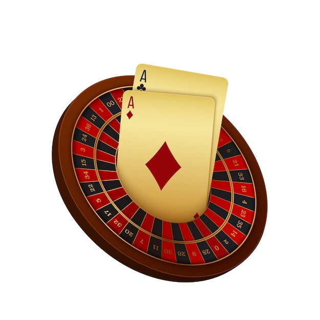 Kostenloser Vektor realistisches casino-roulette-rad und karten
