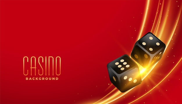 Kostenloser Vektor realistisches casino-spielwürfelbanner mit lichtwirkung