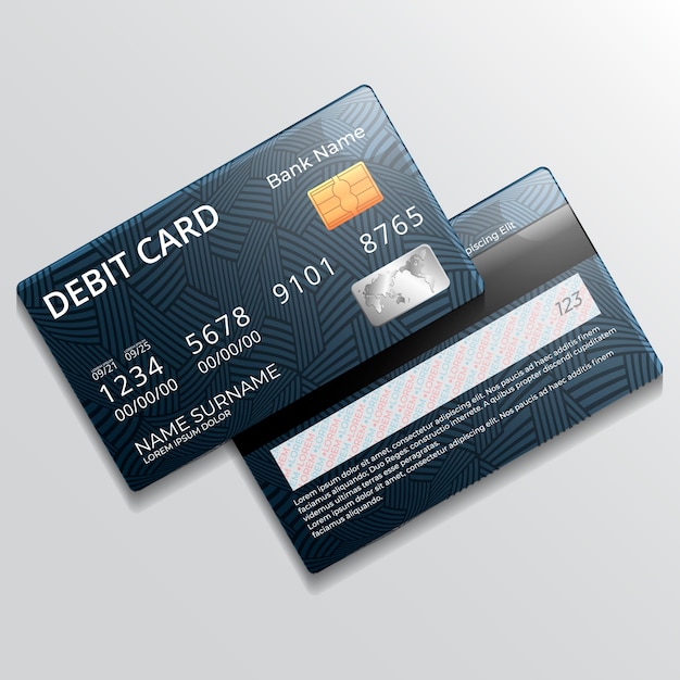 Kostenloser Vektor realistisches debitkartenmodell