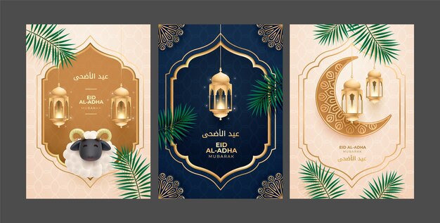 Realistisches eid al-adha mubarak-kartenset