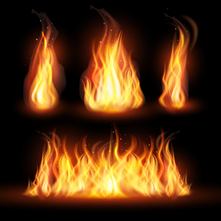 Kostenlose Vektor realistisches feuer flammt konzept