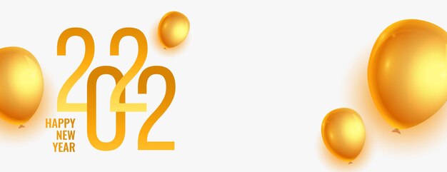 Realistisches Frohes neues Jahr 2022 Banner mit 3D-Ballons Dekoration