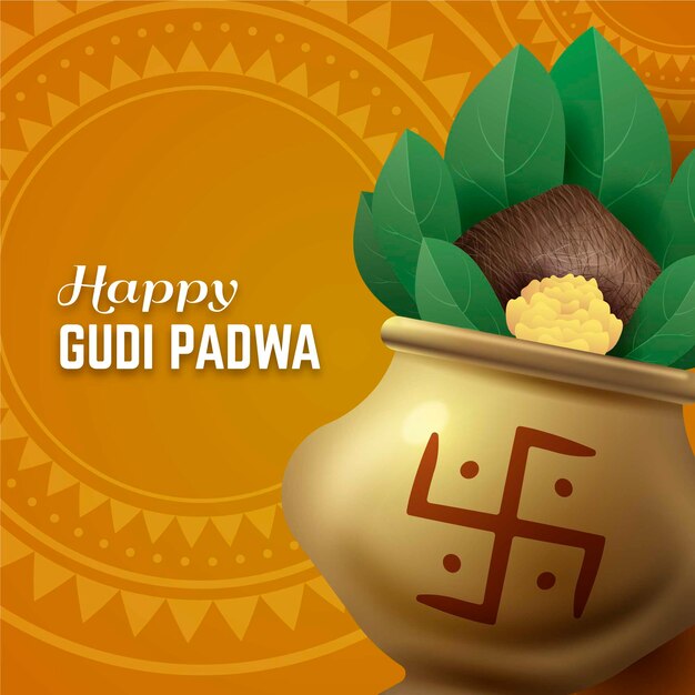 Realistisches gudi padwa feierbanner