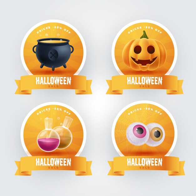 Realistisches Halloween-Verkaufslabelset