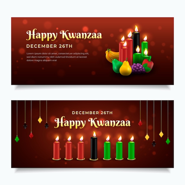 Realistisches horizontales Kwanzaa-Bannerset