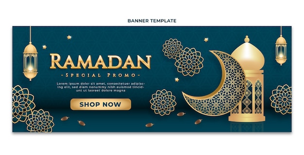Kostenloser Vektor realistisches horizontales ramadan-banner