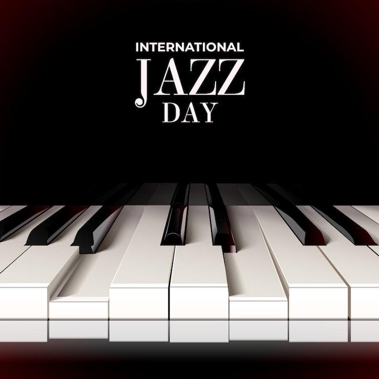 Kostenlose Vektor realistisches internationales jazz-tageskonzept