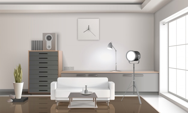 Realistisches Lounge Interior 3D Design
