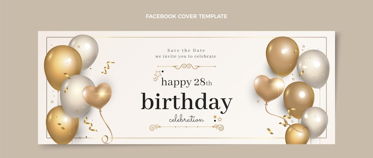 Kostenlose Vektor realistisches luxuriöses goldenes geburtstags-facebook-cover
