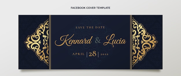 Realistisches luxus-facebook-cover für die goldene hochzeit
