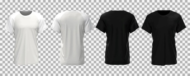 Realistisches modell eines männlichen weißen und schwarzen t-shirts