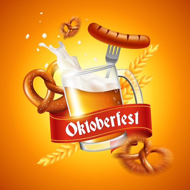 Realistisches oktoberfest event essen und bier