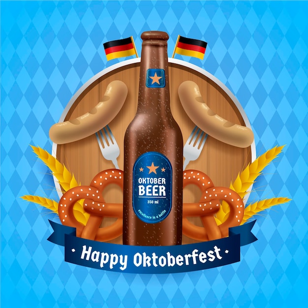 Kostenloser Vektor realistisches oktoberfest mit flasche