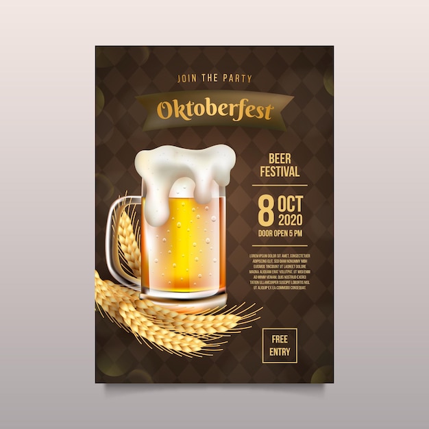 Kostenloser Vektor realistisches oktoberfestplakat