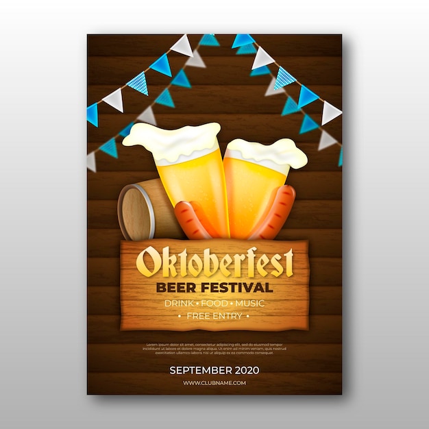 Kostenloser Vektor realistisches oktoberfestplakat