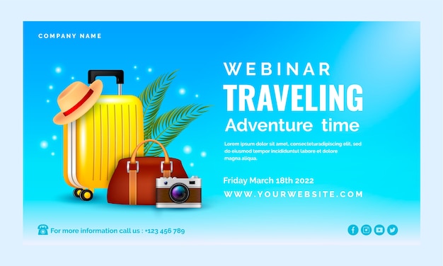 Kostenloser Vektor realistisches reisebüro-webinar mit gepäck