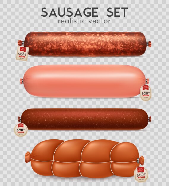 Realistisches transparentes Wurst-Set