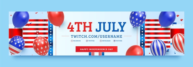 Realistisches Twitch-Banner für den 4. Juli