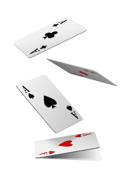 Kostenloser Vektor realistisches vektorsymbol spielkarten von karo-assen, spaten und herzen auf weißem backgr