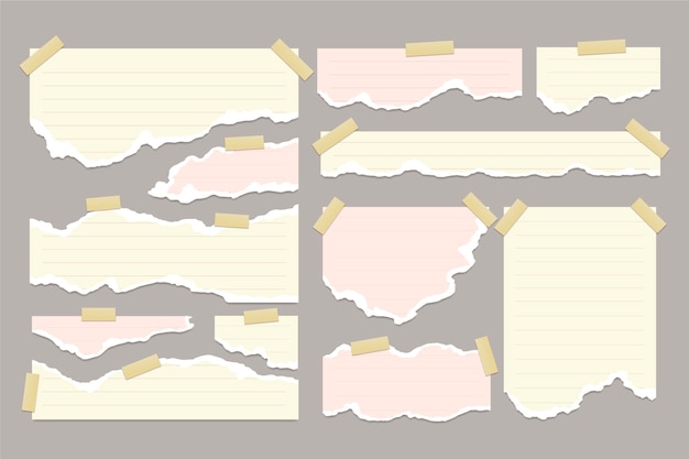Kostenloser Vektor realistisches zerrissenes papierset