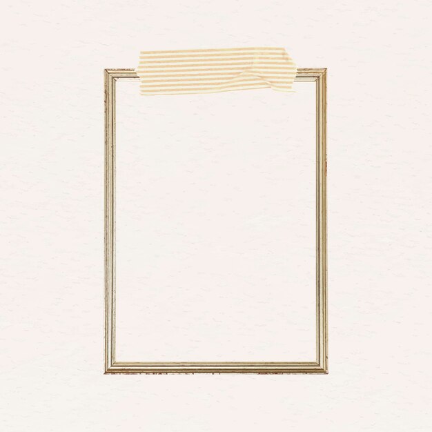 Rechteckiger goldener Rahmenstich mit einem gelben Streifen-Washi-Band-Vektor