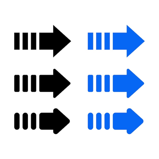 Rechter Pfeil Split Blau und Schwarz Set