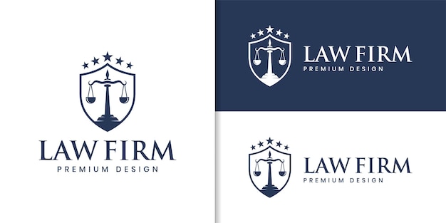 Rechtsanwalt anwalt anwalt logo mit linearem stil des schildsymbols für das firmenlogo der anwaltskanzlei