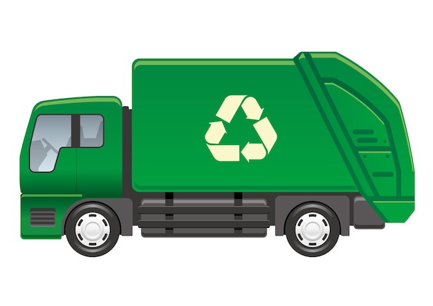 Recycling-LKW isoliert auf einer weißen Hintergrundvektorillustration